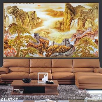 Tranh kim tiền sơn thủy trang trí