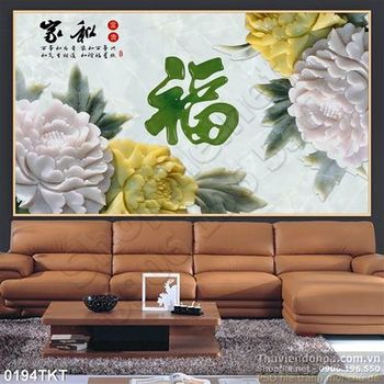 Tranh thư pháp hoa cúc