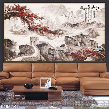 Tranh thư pháp hoa đào treo tường