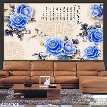 Tranh thư pháp hoa hồng