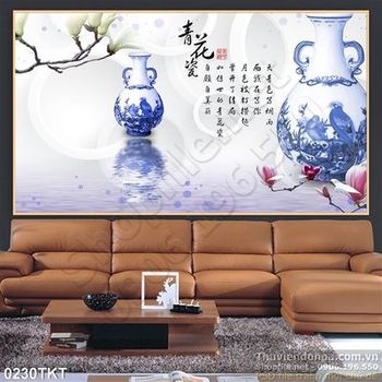 Tranh thư pháp bình cổ trang trí