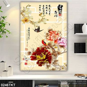 Tranh kim tiền hoa mẫu đơn