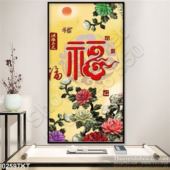 Tranh kim tiền hoa cúc