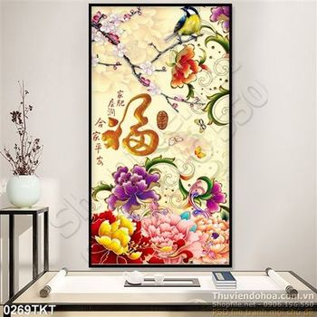 Tranh kim tiền hoa mùa xuân trang trí