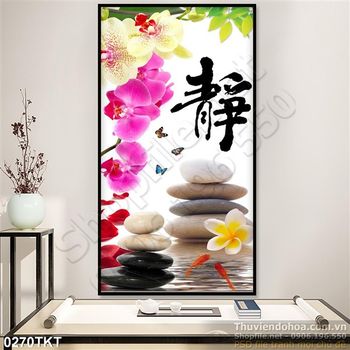 Tranh thư pháp hoa lan nghệ thuật