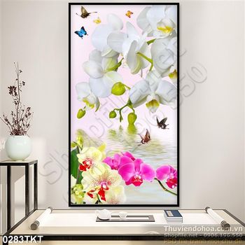 Tranh thư pháp hoa lan nghệ thuật