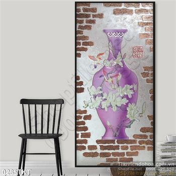 Tranh kim tiền bình hoa nghệ thuật