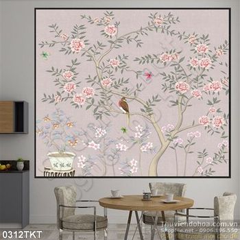 Tranh thư pháp hoa dán tường