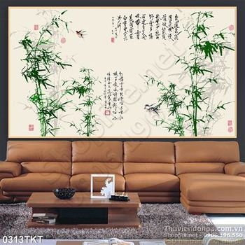 Tranh thư pháp cây trúc