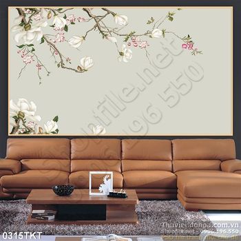 Tranh thư pháp hoa dán tường