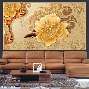 Tranh kim tiền hoa mẫu đơn cổ điển