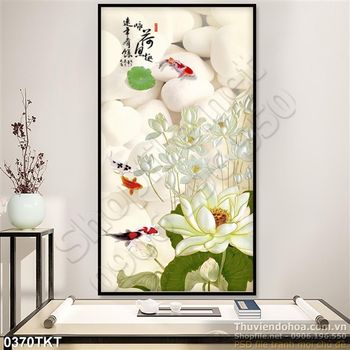 Tranh thư pháp hoa sen nghệ thuật