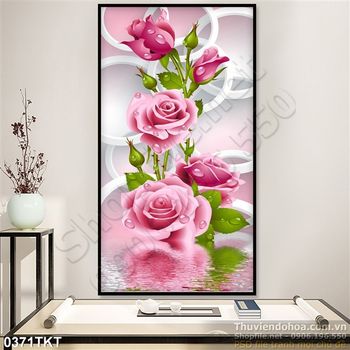 Tranh thư pháp hoa hồng nghệ thuật