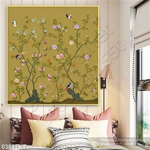 Tranh kim tiền hoa hồng