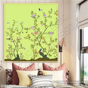 Tranh kim tiền hoa hồng dán tường