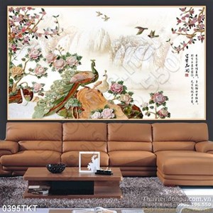 Tranh thư pháp chim công phong thủy