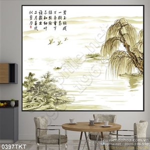 Tranh thư pháp phong cảnh trang trí