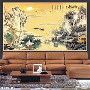 Tranh thư pháp phong cảnh sơn thủy