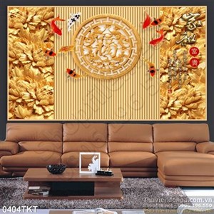 Tranh kim tiền cá chép và hoa