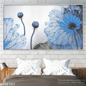 Tranh thư pháp hoa sen nghệ thuật