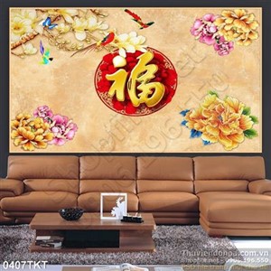 Tranh kim tiền hoa mẫu đơn nghệ thuật