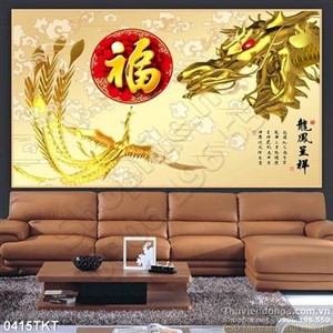 Tranh kim tiền rồng phượng