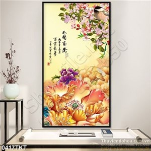 Tranh kim tiền hoa mẫu đơn nghệ thuật