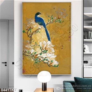 Tranh kim tiền chim và hoa