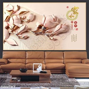 Tranh thư pháp điêu khắc hoa sen