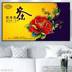 Tranh kim tiền hoa mẫu đơn