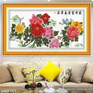 Tranh thư pháp hoa mẫu đơn nghệ thuật