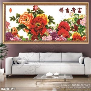 Tranh kim tiền hoa mẫu đơn nghệ thuật