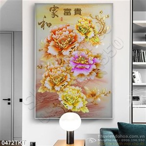 Tranh kim tiền hoa mẫu đơn nghệ thuật