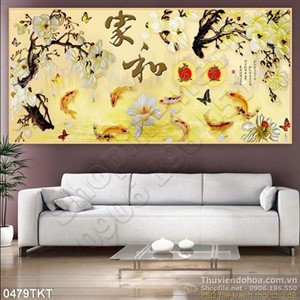 Tranh kim tiền hoa và cá chép