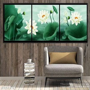 Tranh thư pháp hoa sen