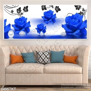 Tranh thư pháp hoa hồng