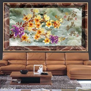 Tranh kim tiền cây hoa sứ