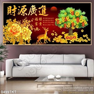 Tranh kim tiền hoa phong thủy