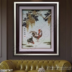 Tranh thư pháp gà trống phong thủy