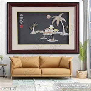 Tranh thư pháp cây dừa