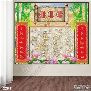 Tranh bàn thờ cửu huyền thất tổ psd