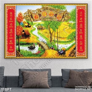 Tranh 3D phòng thờ psd