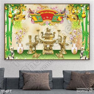 Tranh psd 3D treo phòng thờ