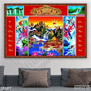 Tranh psd trang trí bàn thờ phong thủy