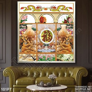 Tranh giả ngọc trang trí phòng thờ