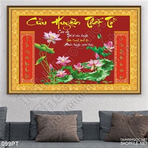 Tranh cửu huyền thất tổ hoa Sen