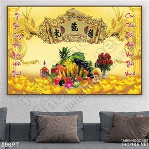 Tranh 3D mâm ngũ quả cửu huyền thất tổ