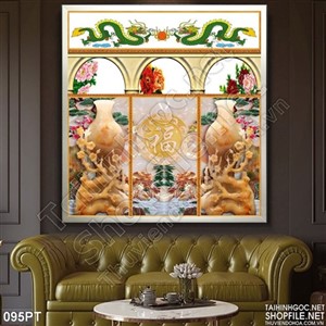 Tranh psd giả ngọc trang trí bàn thờ 3D