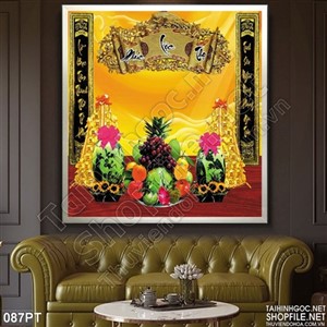 Tranh bàn thờ ngũ quả psd