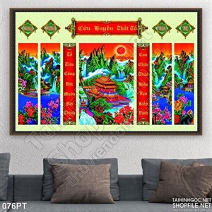 Tranh phong thủy treo bàn thờ psd